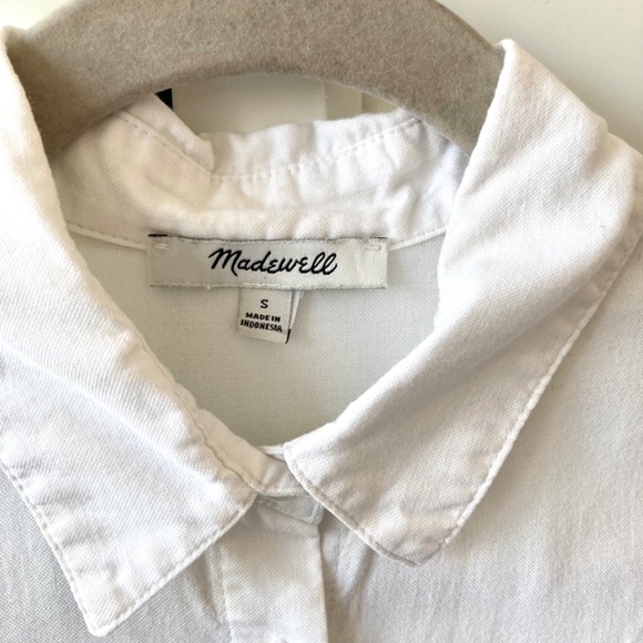 Madewell short sleeve tie front button down shirt in white - Picture 7 of 14
